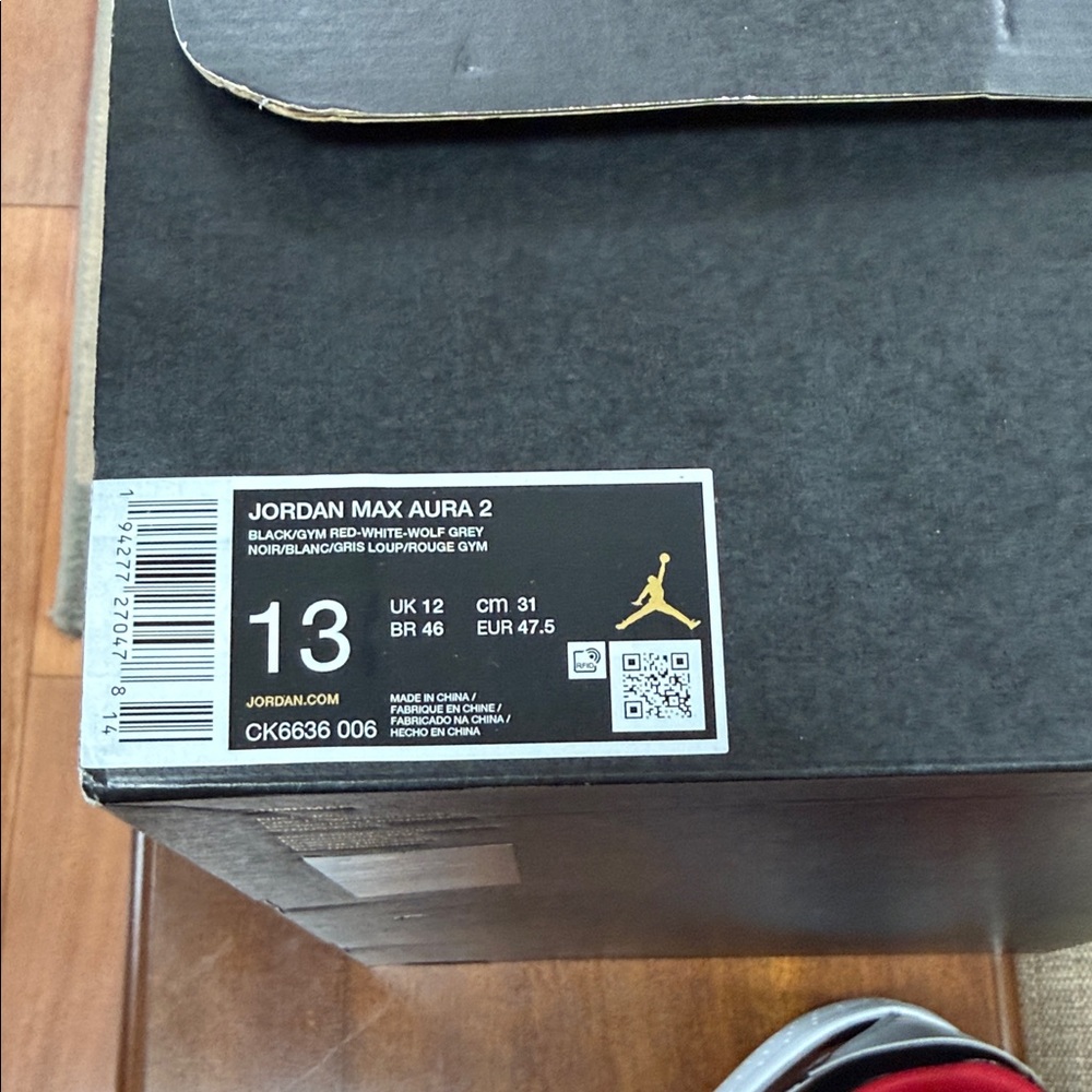 Nike Air Jordan Aura 2 Black and White Sneakers with Red Accents - Picture 4 of 5